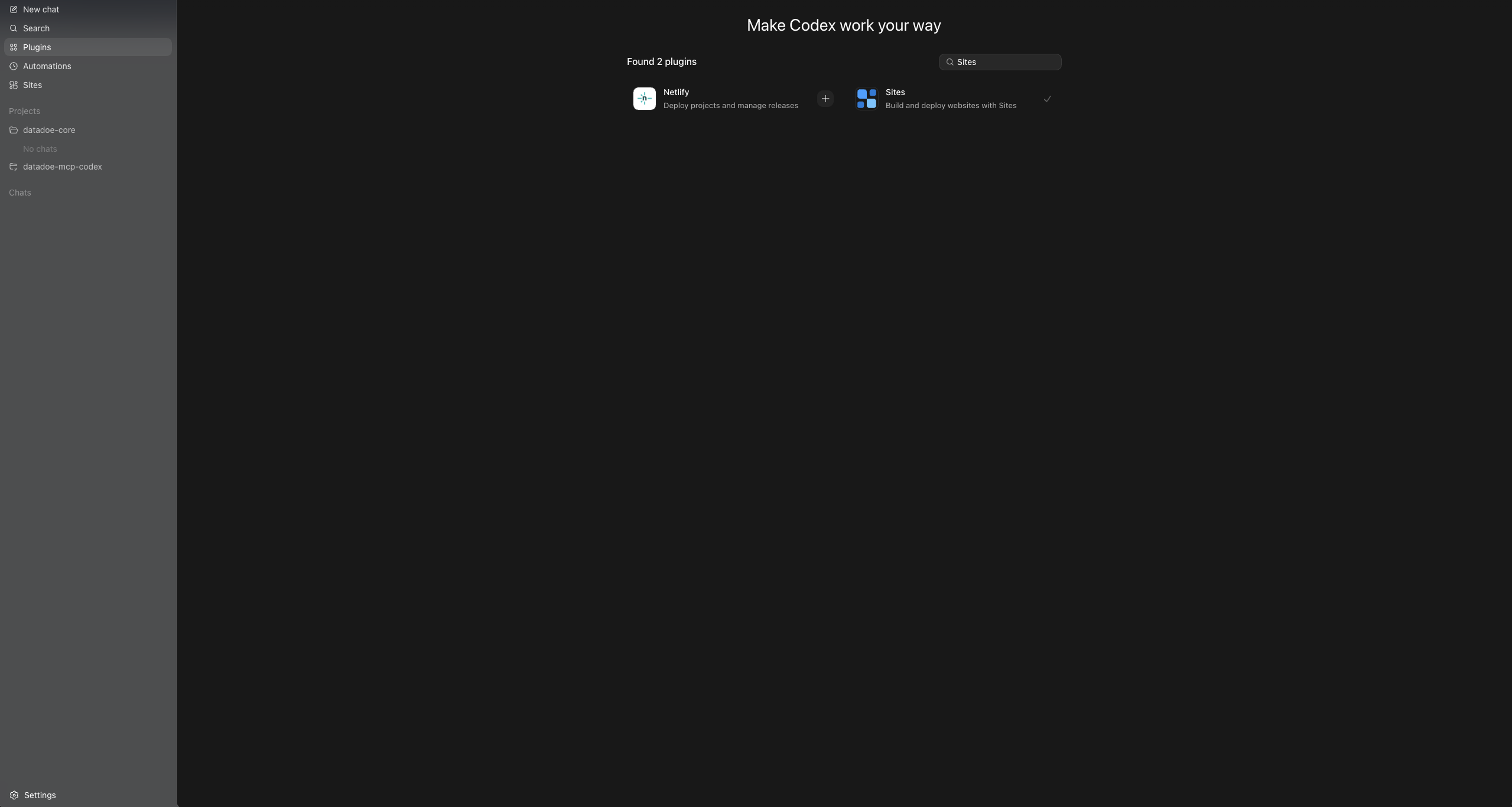 Adding the Sites plugin in Codex
