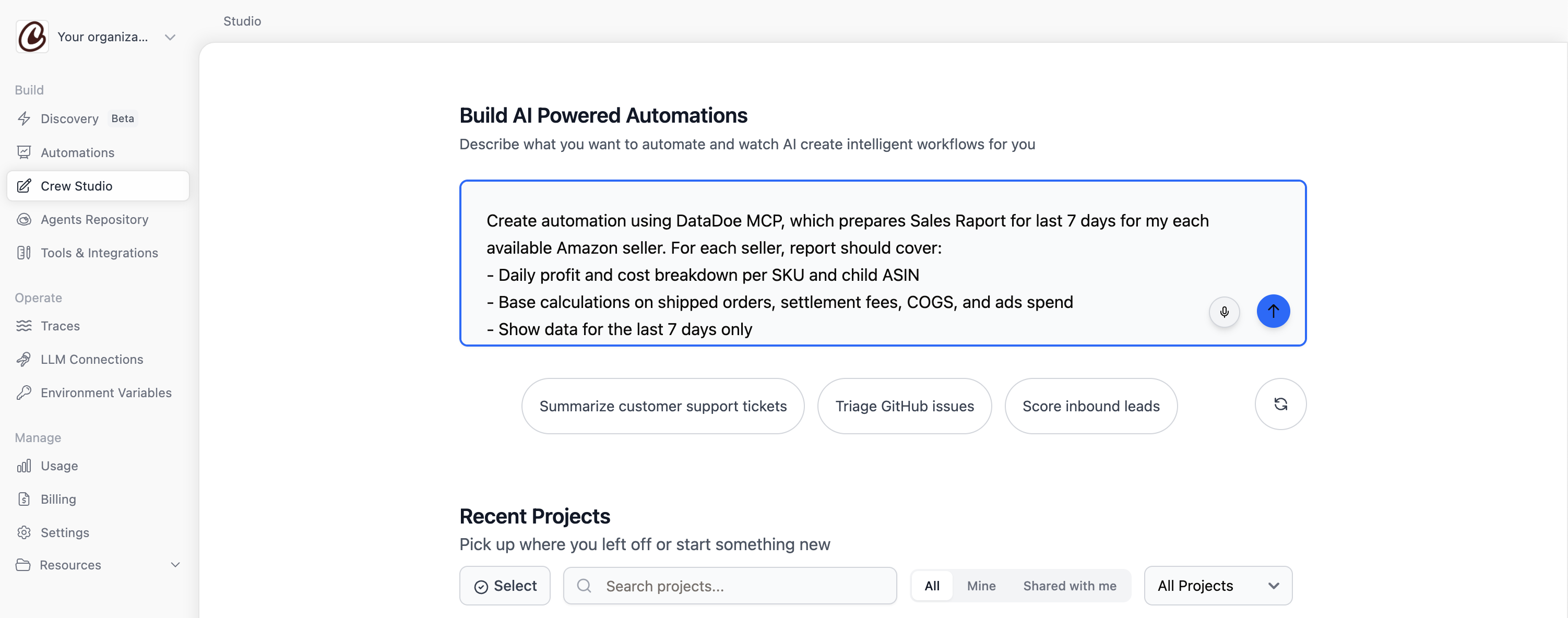 Create automation from prompt