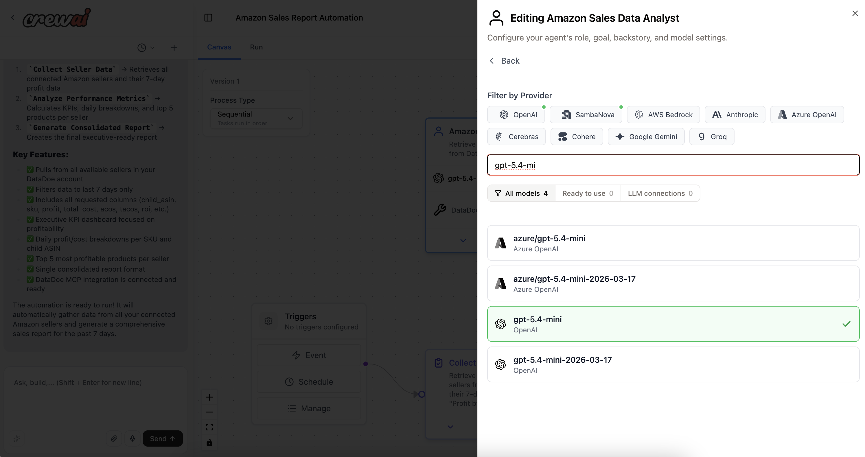 Configure LLM model on an agent block