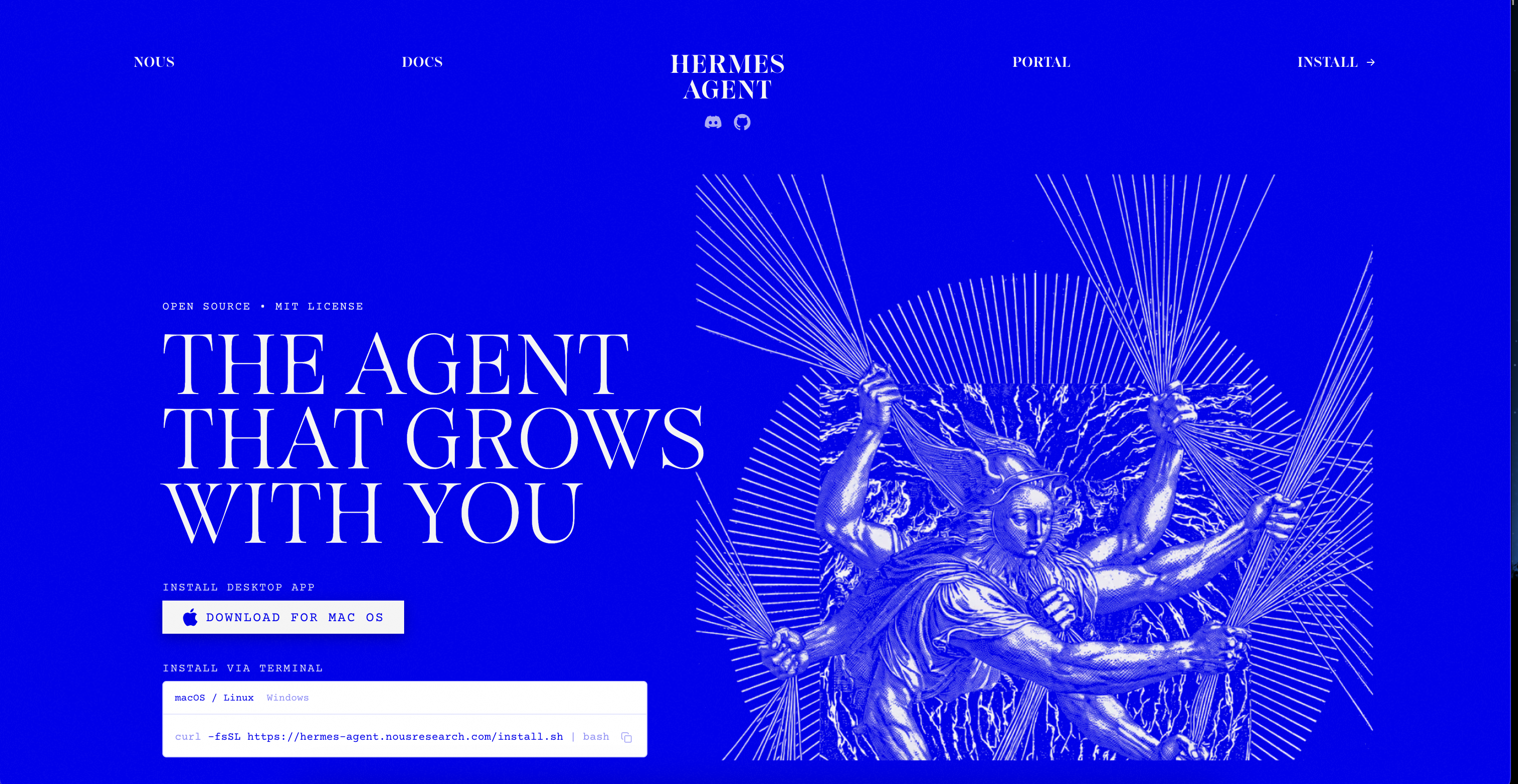 Hermes desktop app — welcome screen