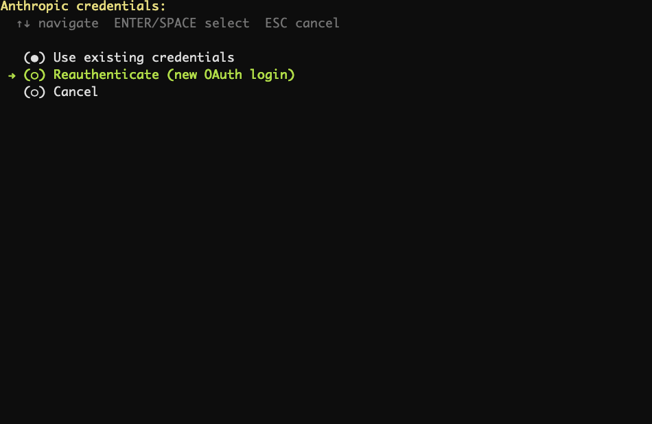 Hermes — choose authentication method