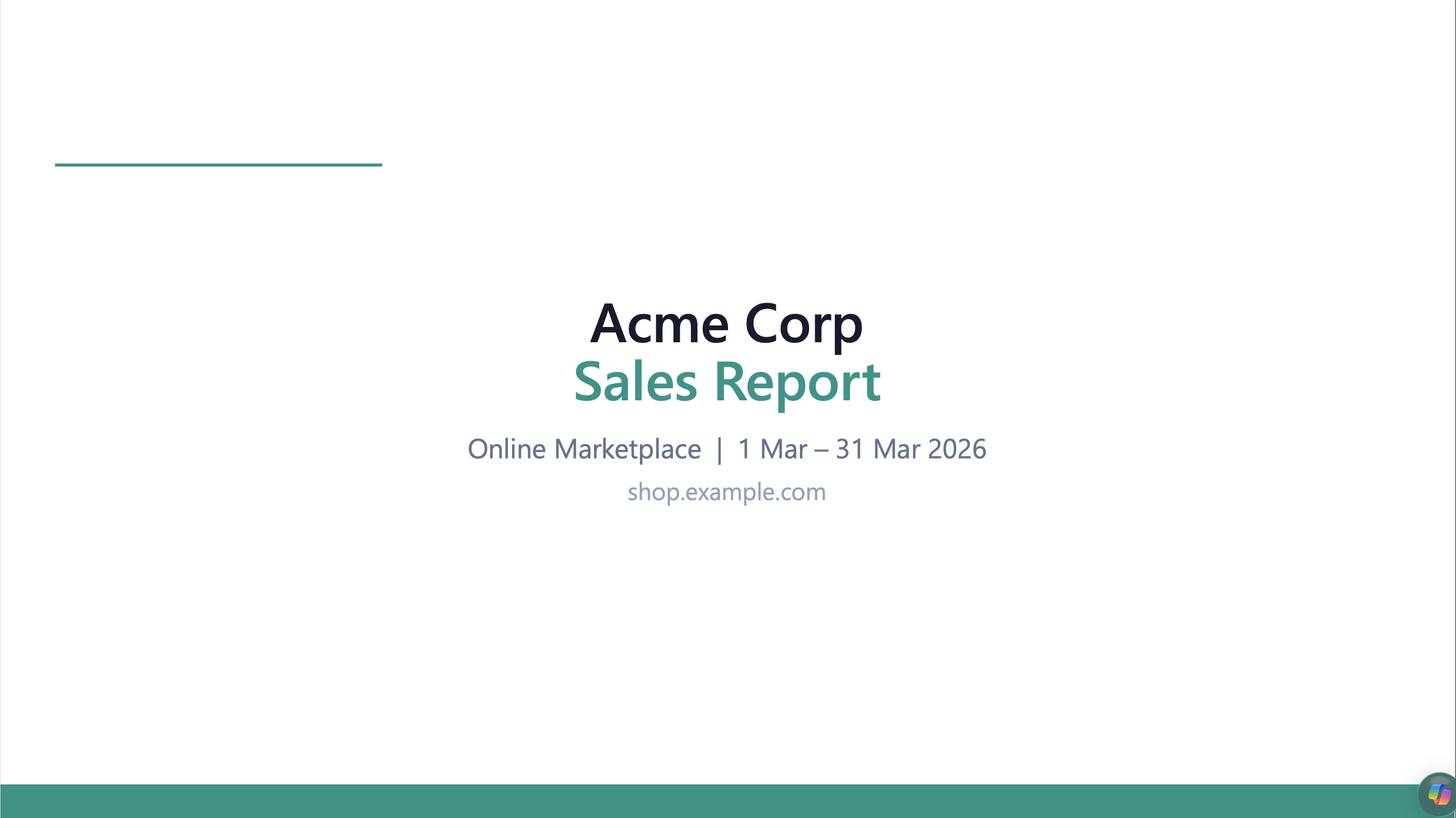 Monthly Amazon performance presentation slide 1 example response