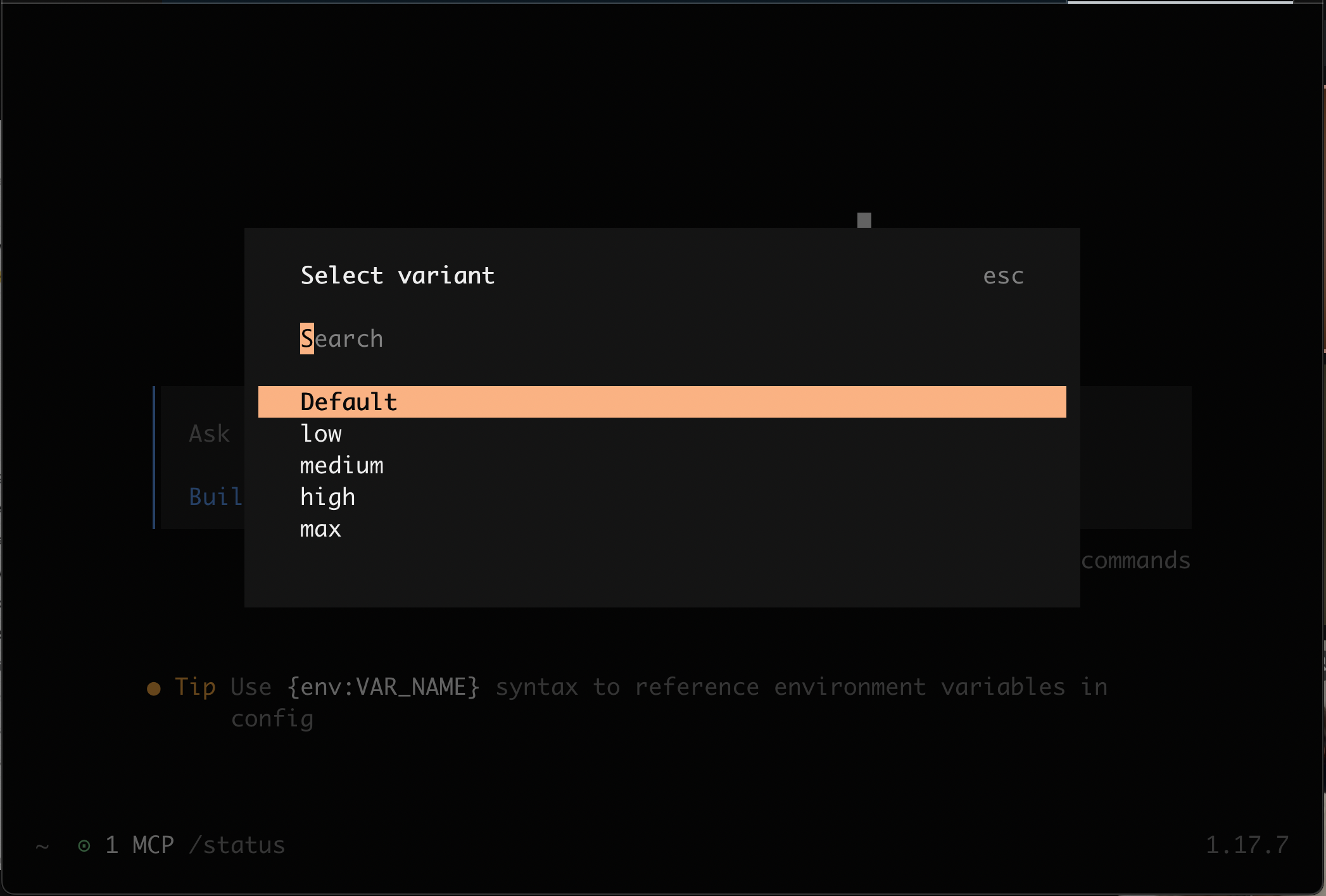 OpenCode model selection